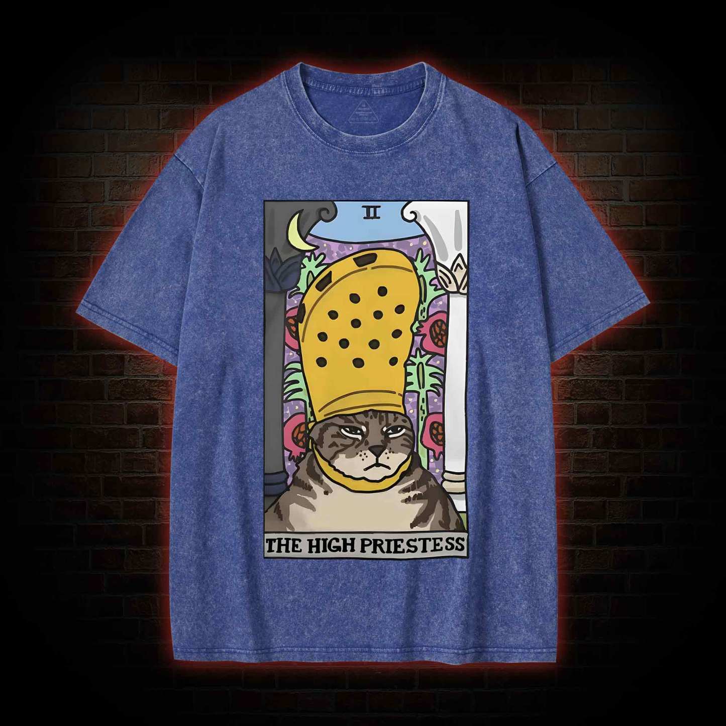 The High Priestess Cat Washed T-shirt
