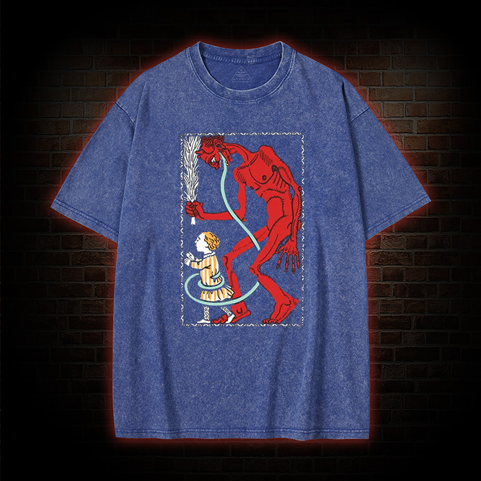 Krampus I, Creepy Christmas Washed T-shirt