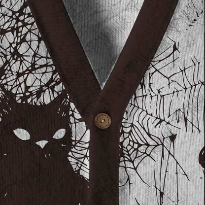 Octopus And Black Cat Cardigan Sweater