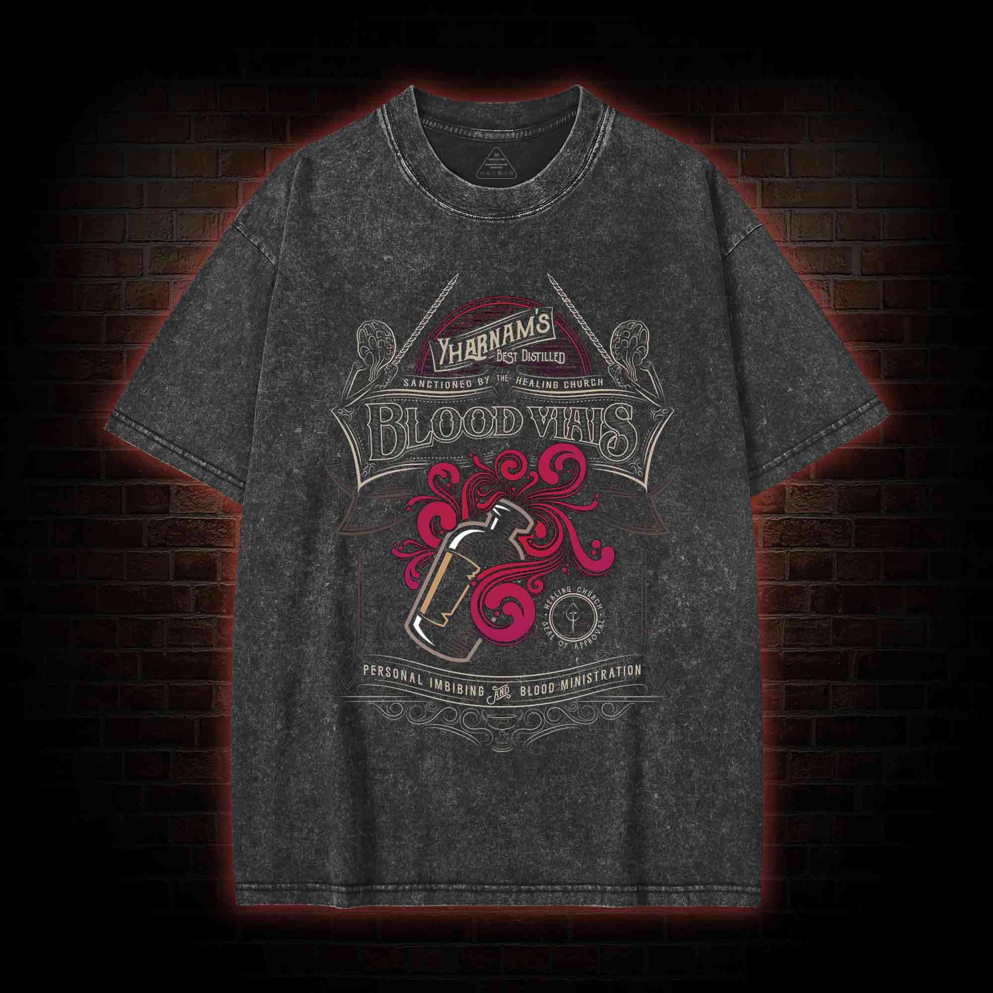 Blood Vials Washed T-shirt