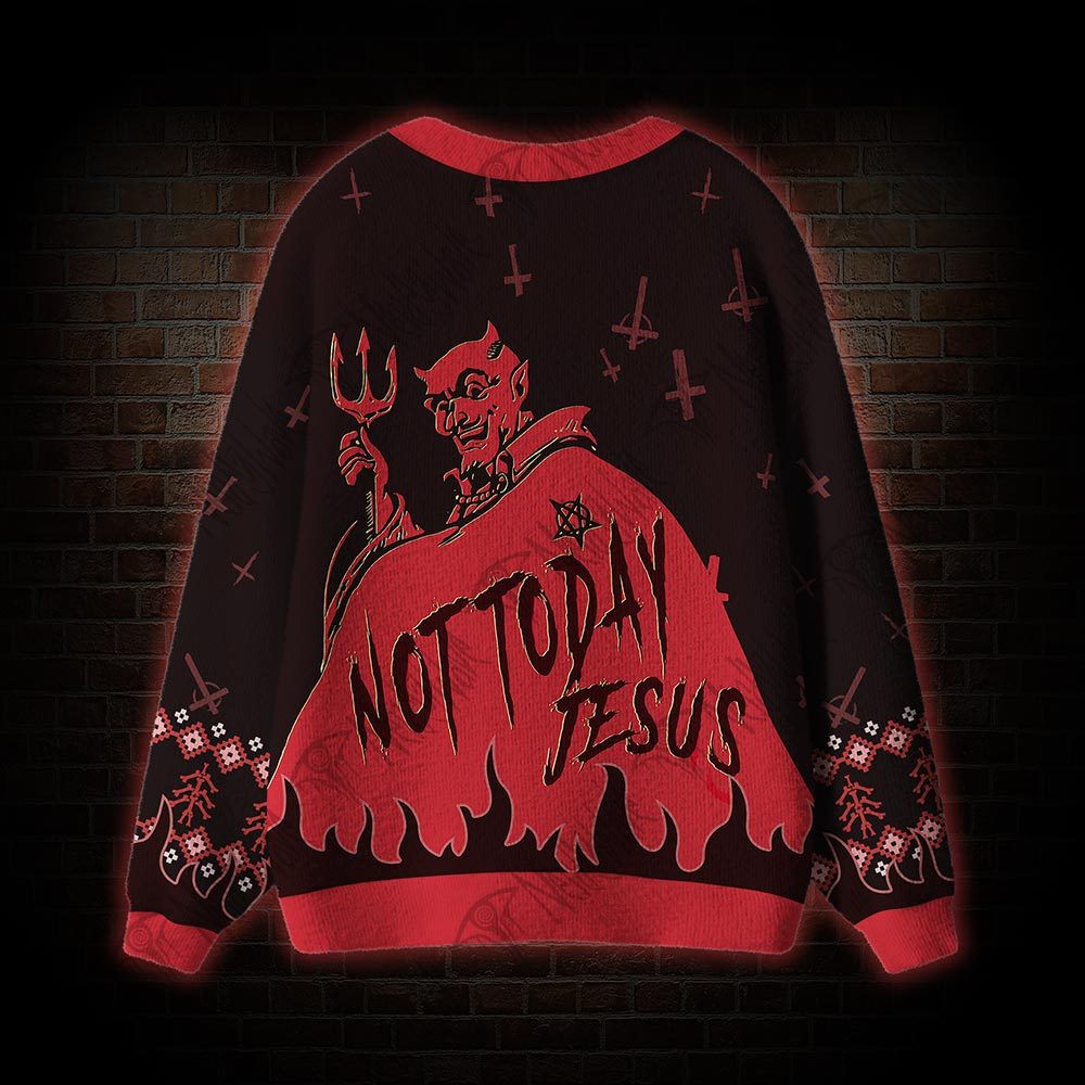 Not Today Jesus Cardigan Sweater