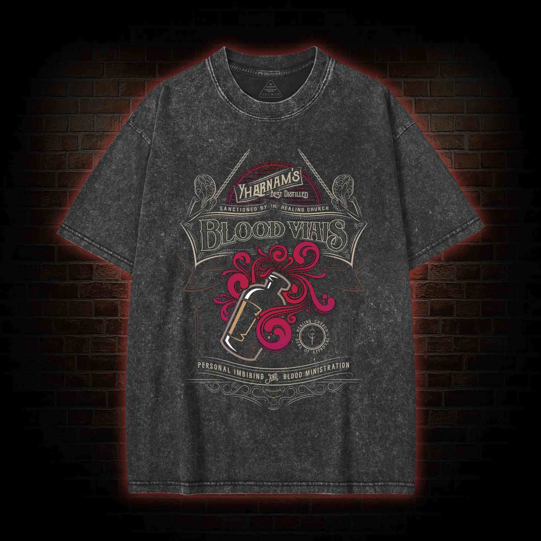 Blood Vials Washed T-shirt