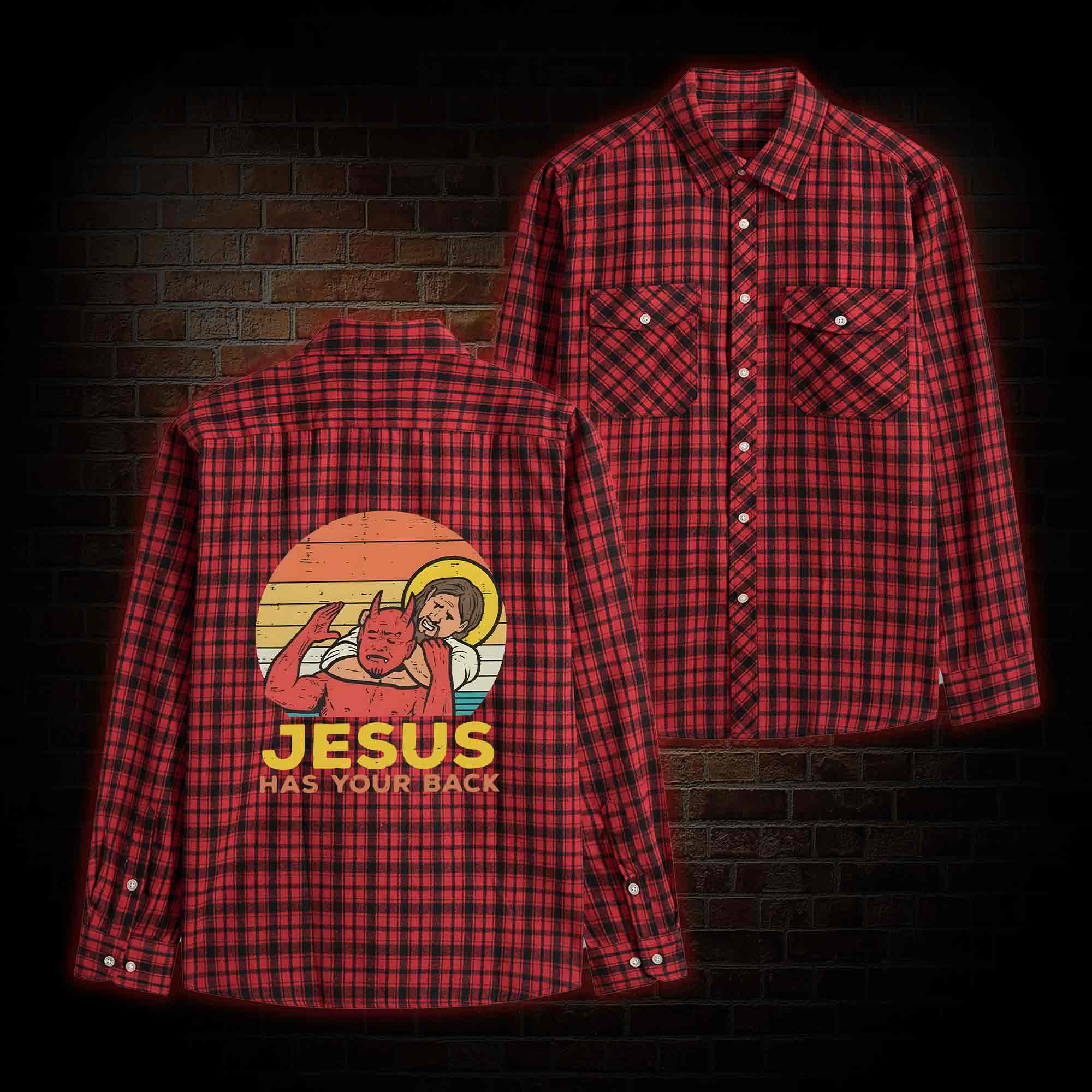 Jesus Has Your Back Unisex Flannel Shirt