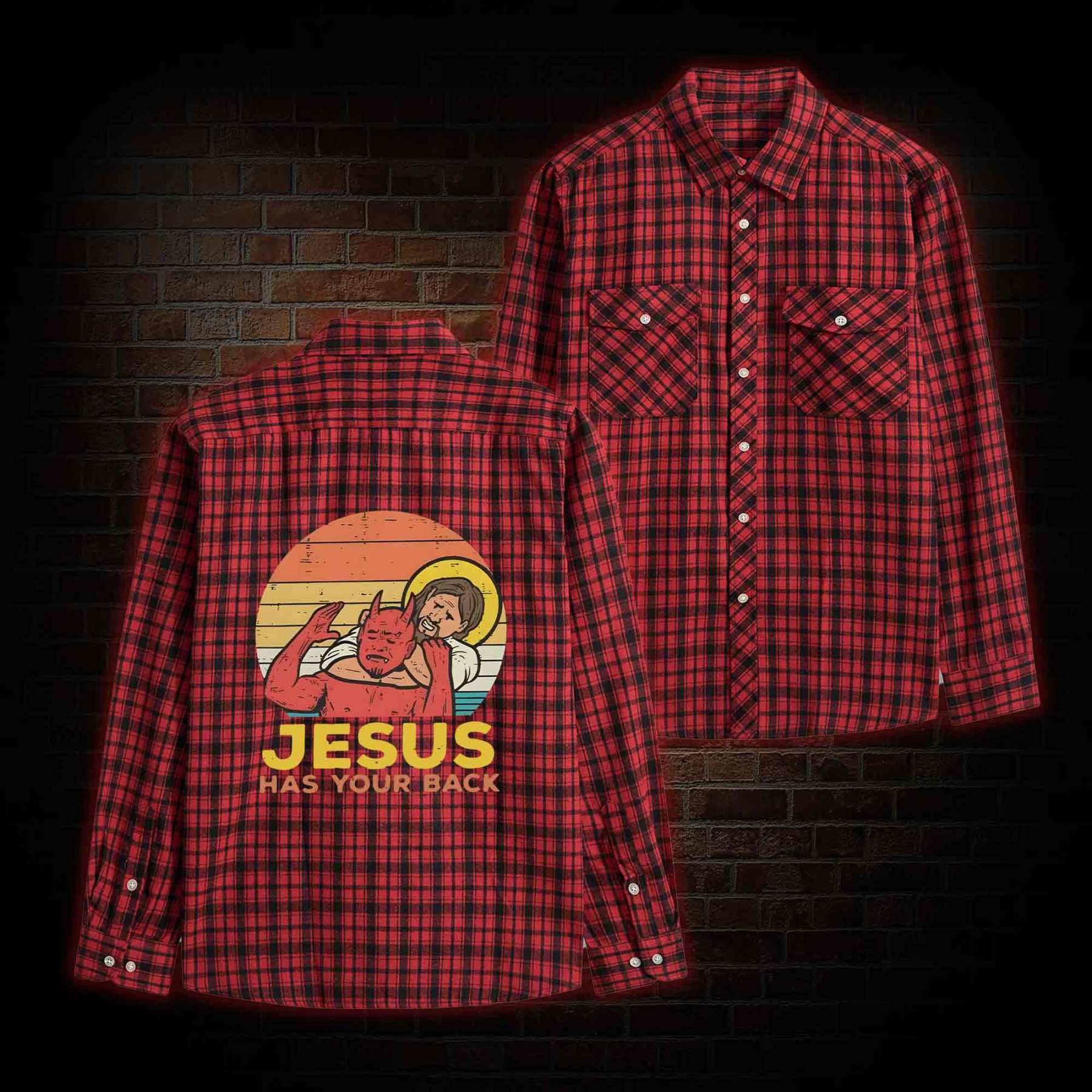 Jesus Has Your Back Unisex Flannel Shirt