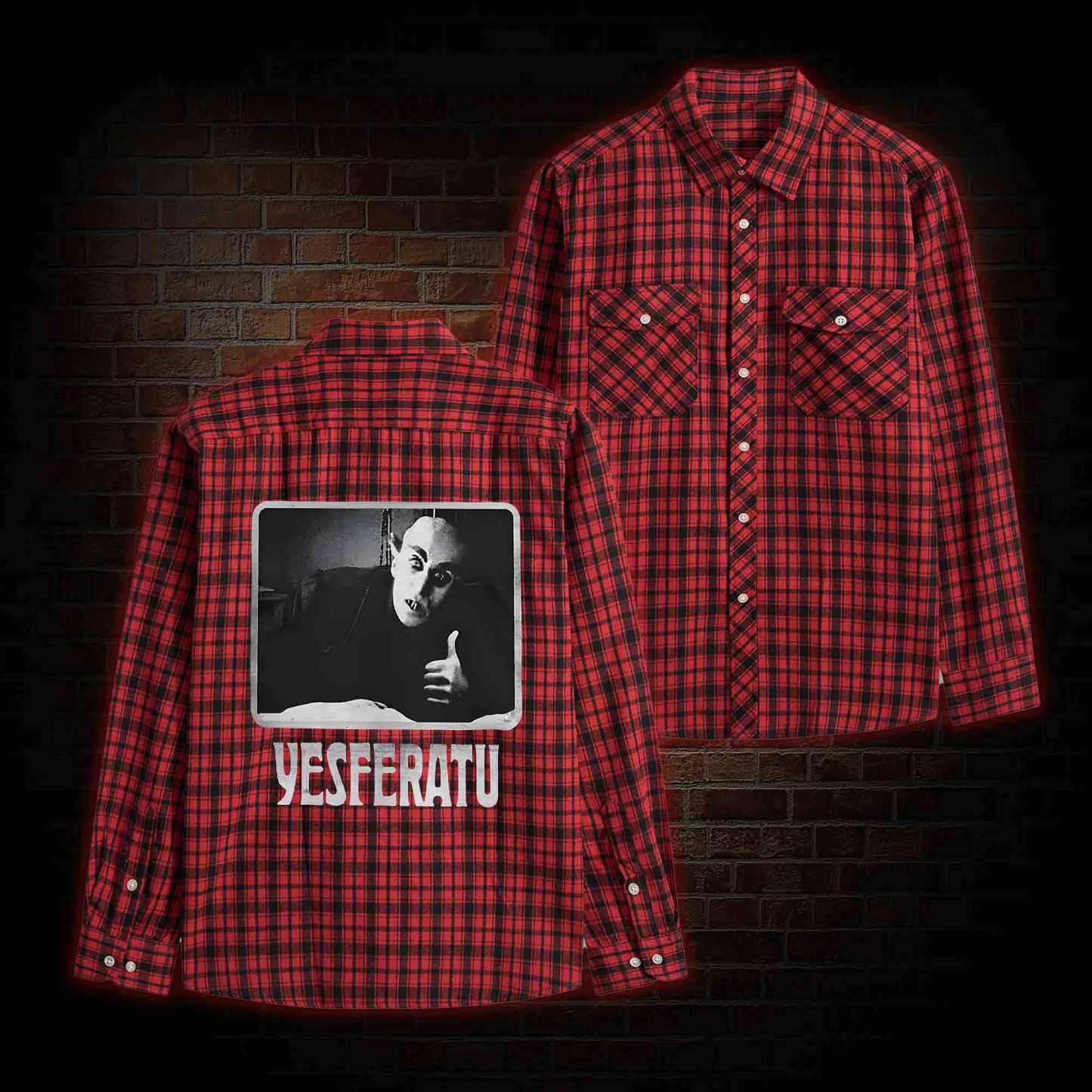 Yesferatu Funny Horror Retro Flannel Shirt