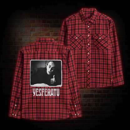 Yesferatu Funny Horror Retro Flannel Shirt