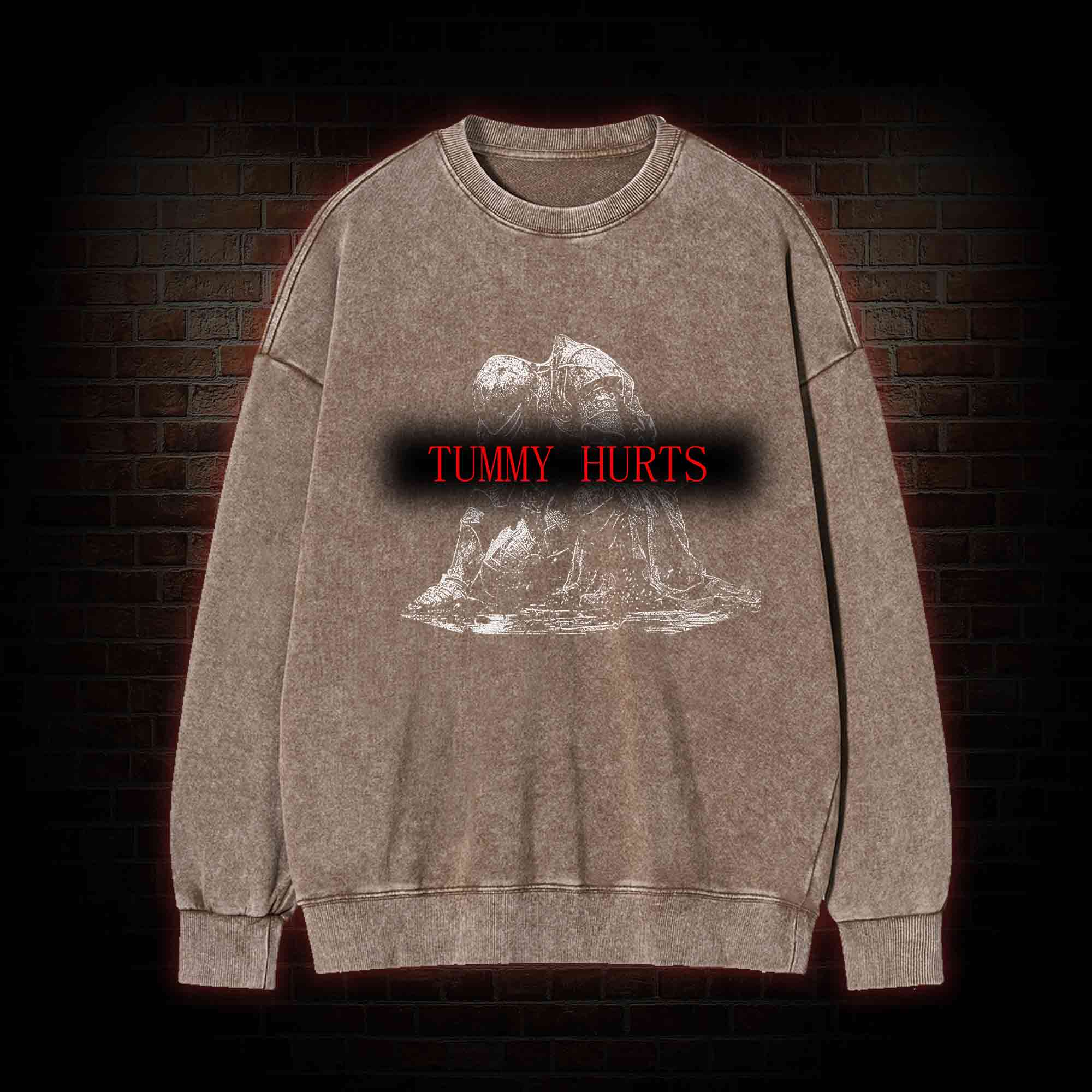 Retro Tummy Hurts Washed Sweatshirt