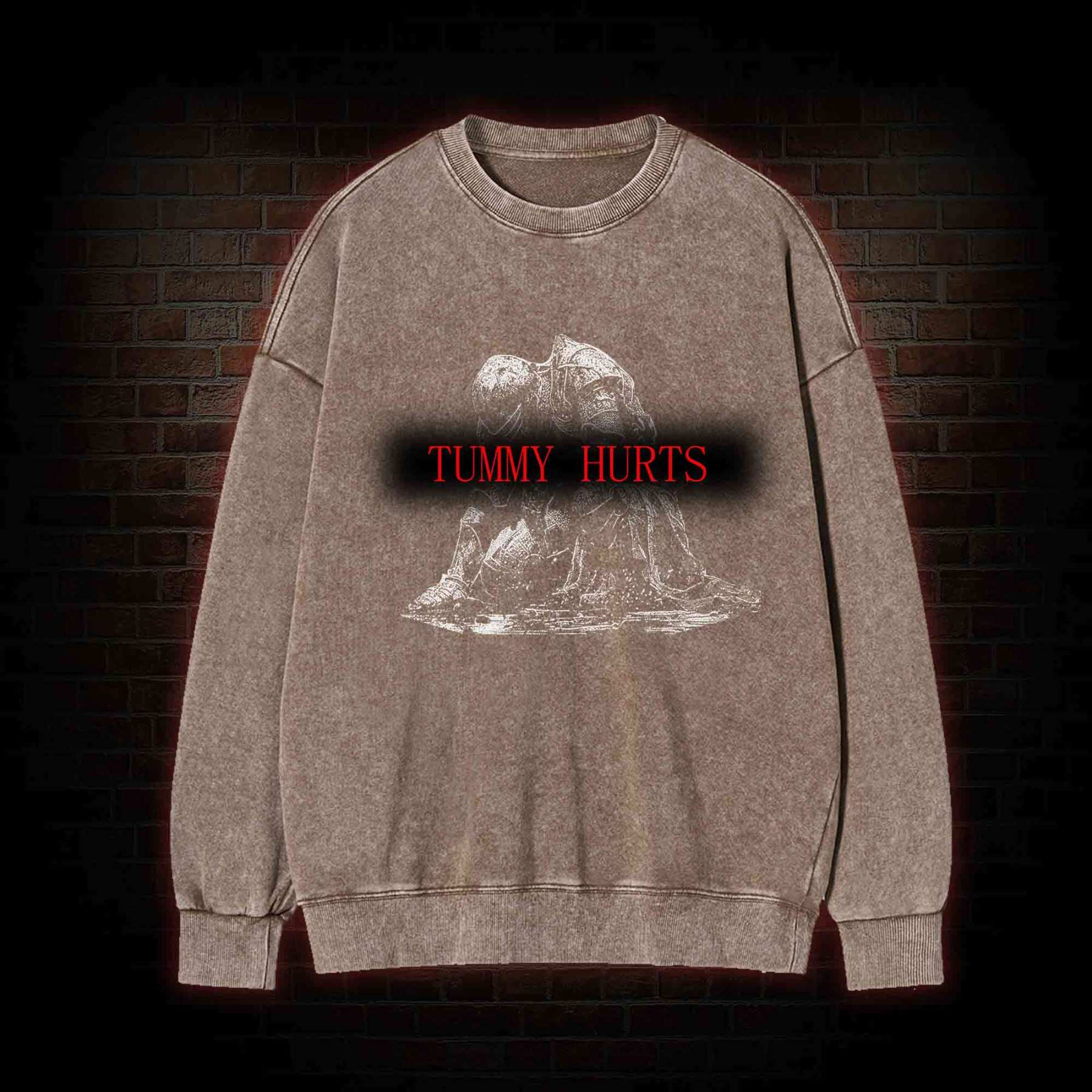 Retro Tummy Hurts Washed Sweatshirt