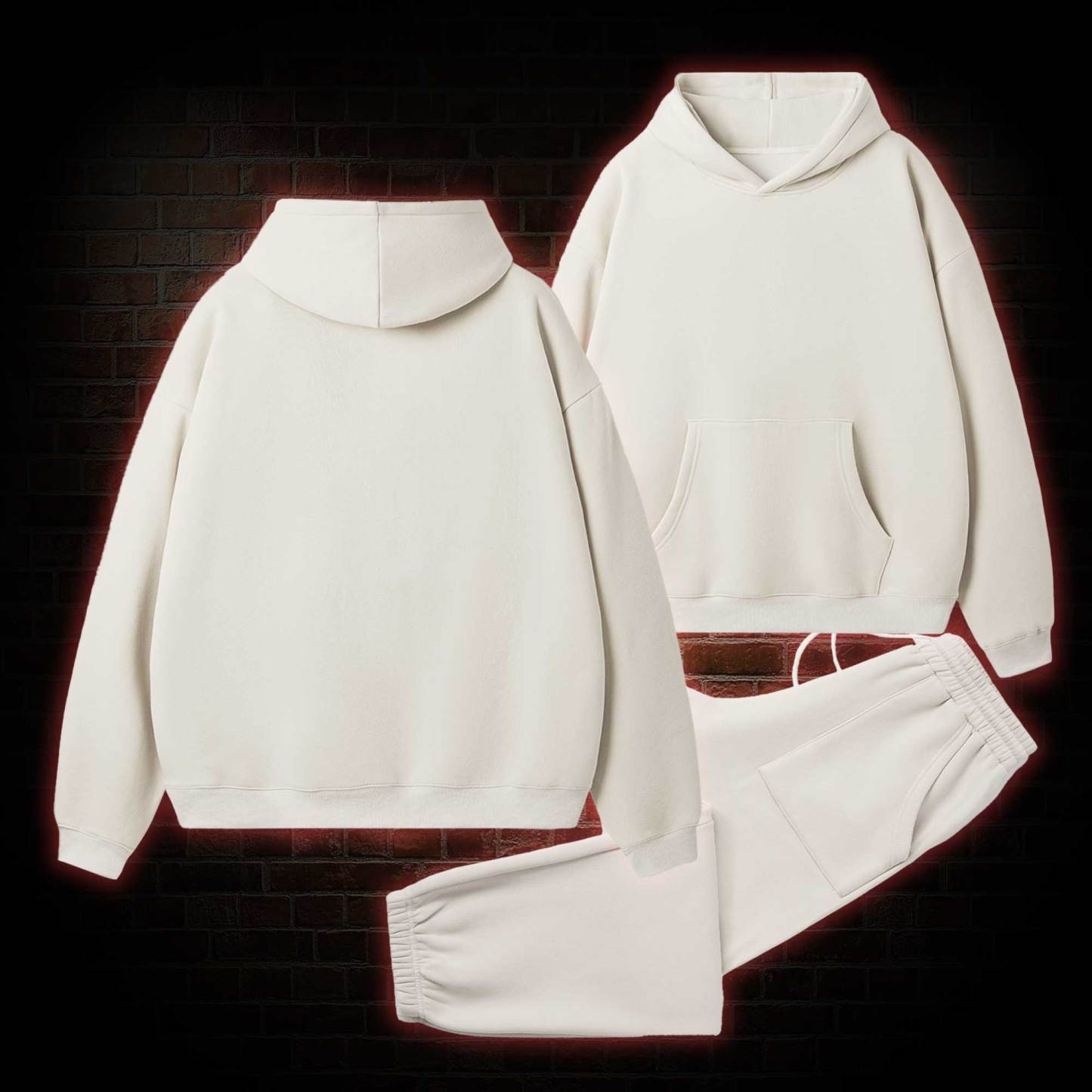 Unisex Vintage Fleece Hoodie Set