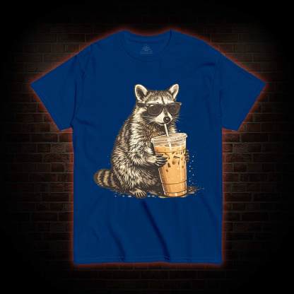 Raccoon Drinking Iced Coffee T-shirt