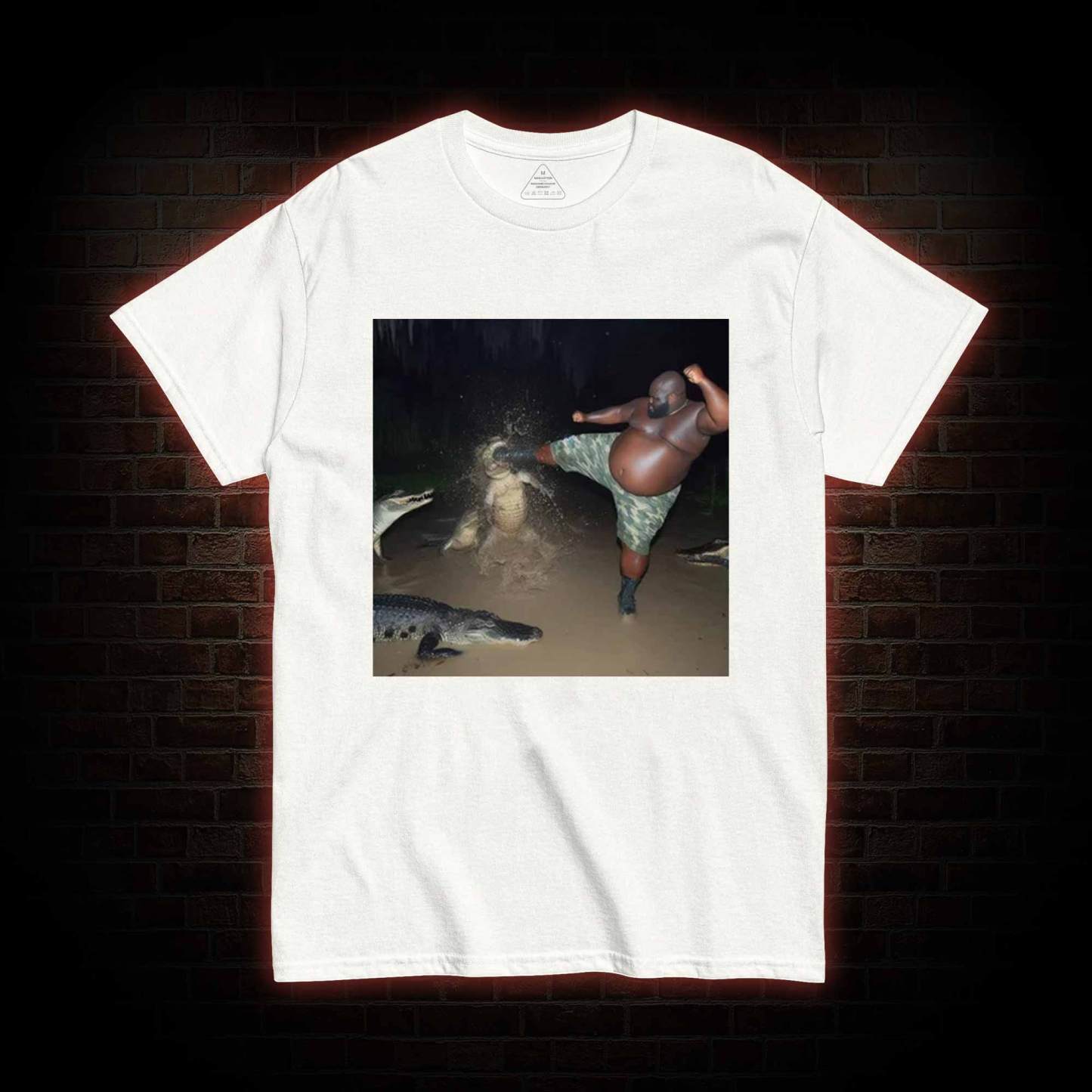 Black Guy Kick Alligator in Swamp T-shirt