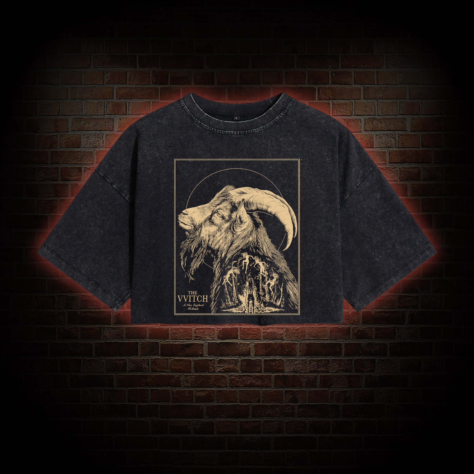 The Witch Inspired Black Phillip Washed Cropped T-shirts
