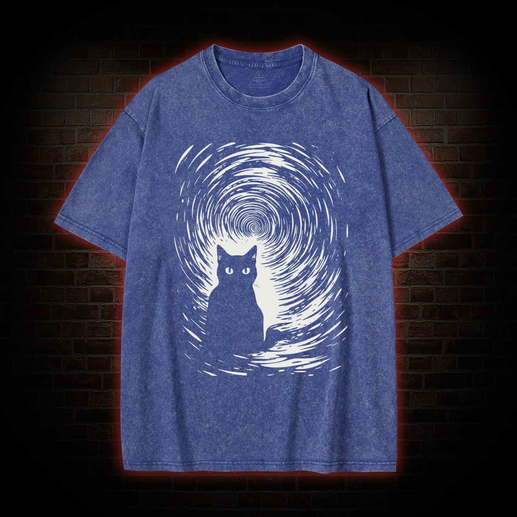 Retro Black Cat Washed T-shirt