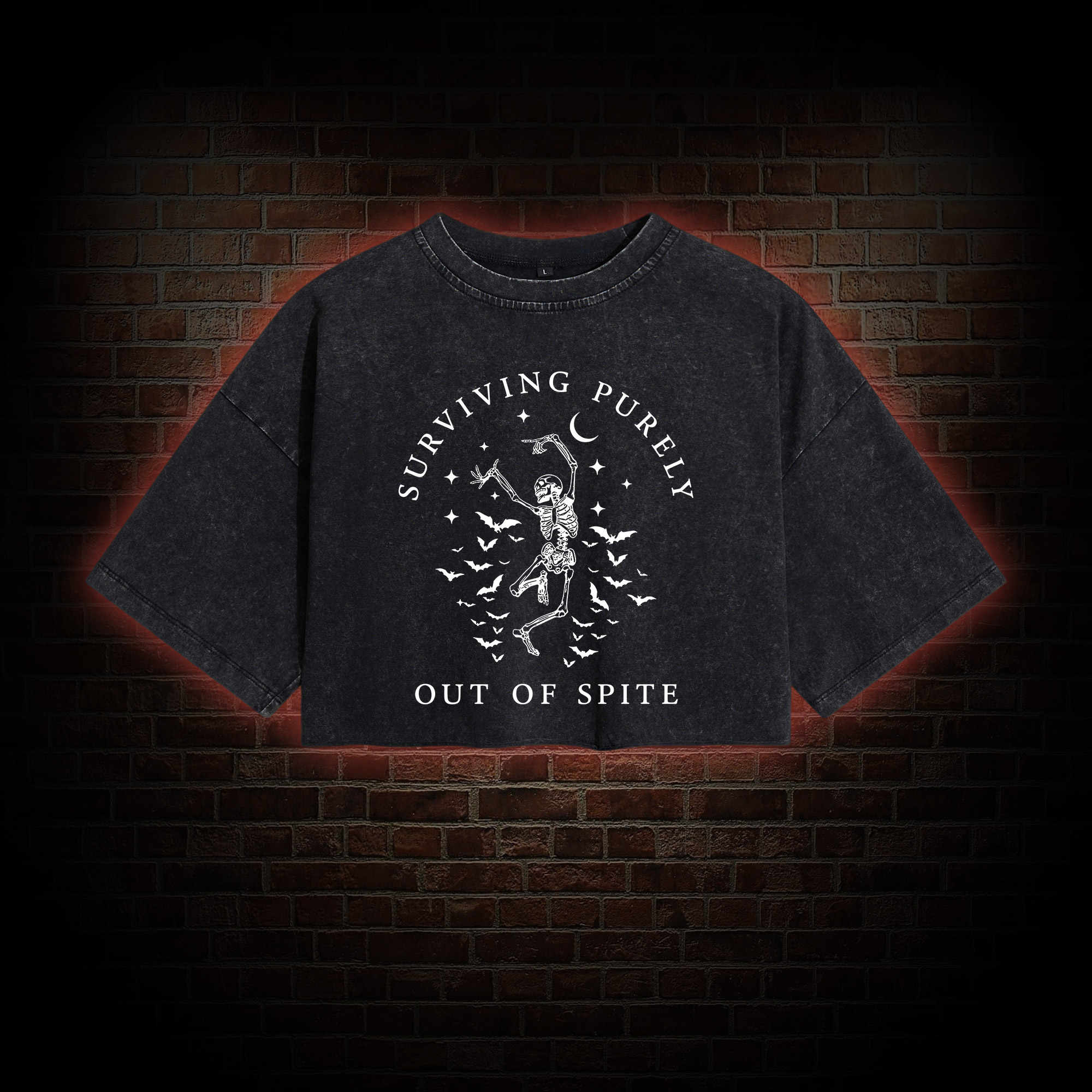 Surviving Purely Out of Spite Washed Cropped T-shirts