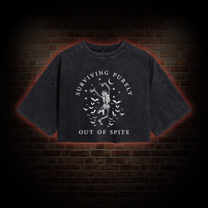 Surviving Purely Out of Spite Washed Cropped T-shirts