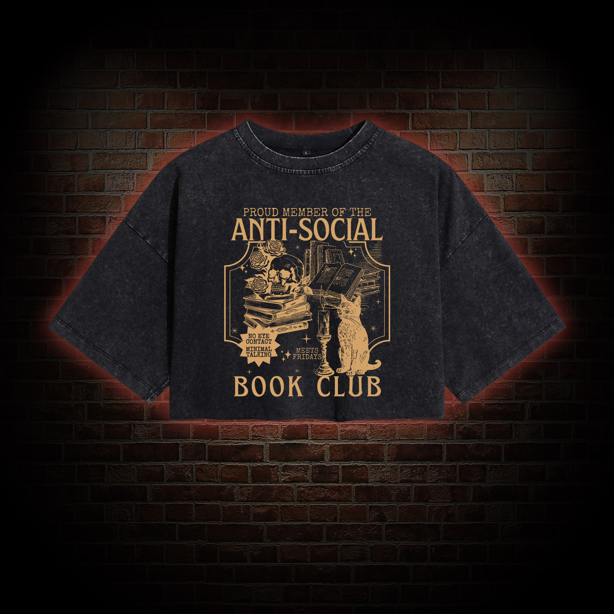Anti-Social Book Club Washed Cropped T-shirts