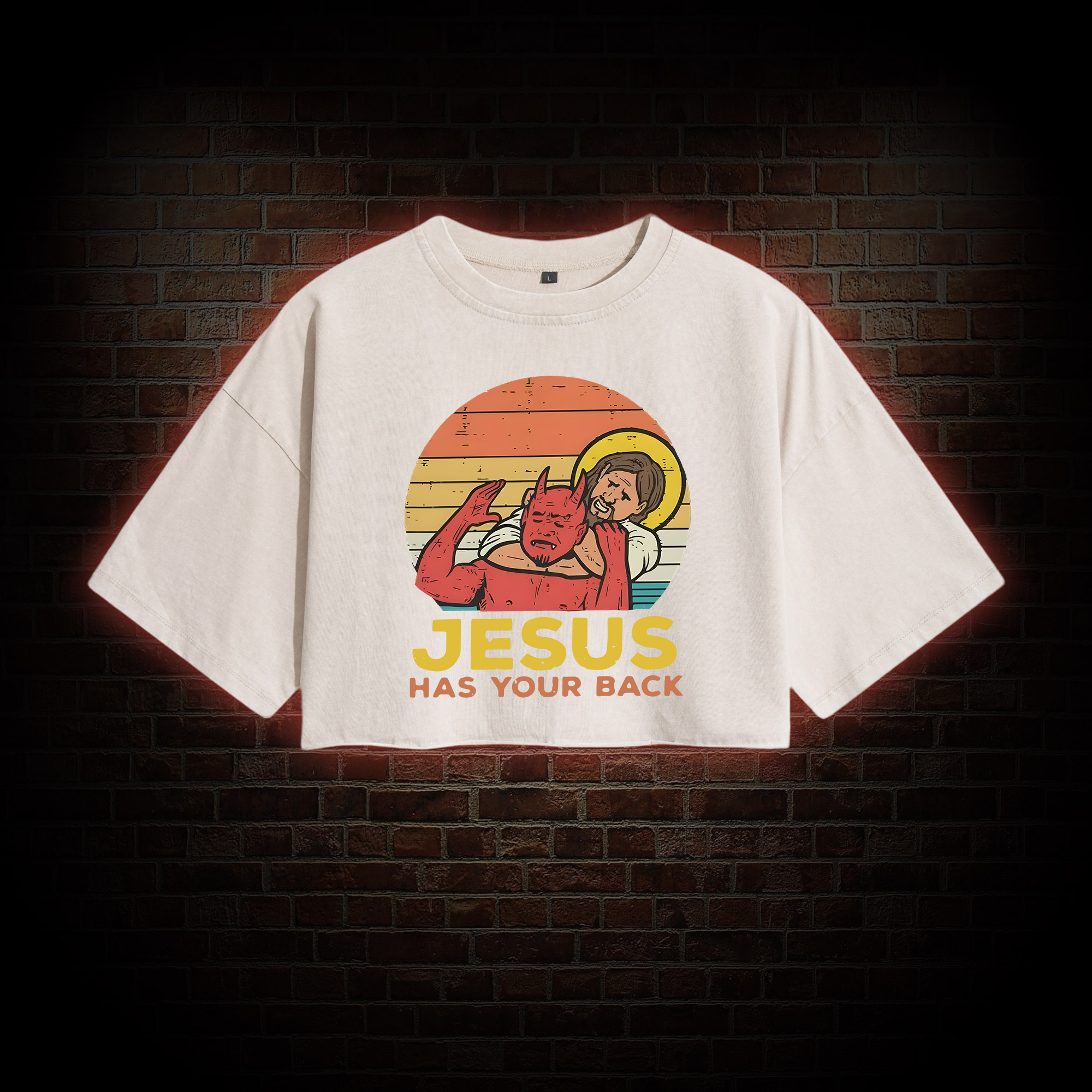 Jesus has Your Back Washed Cropped T-shirts
