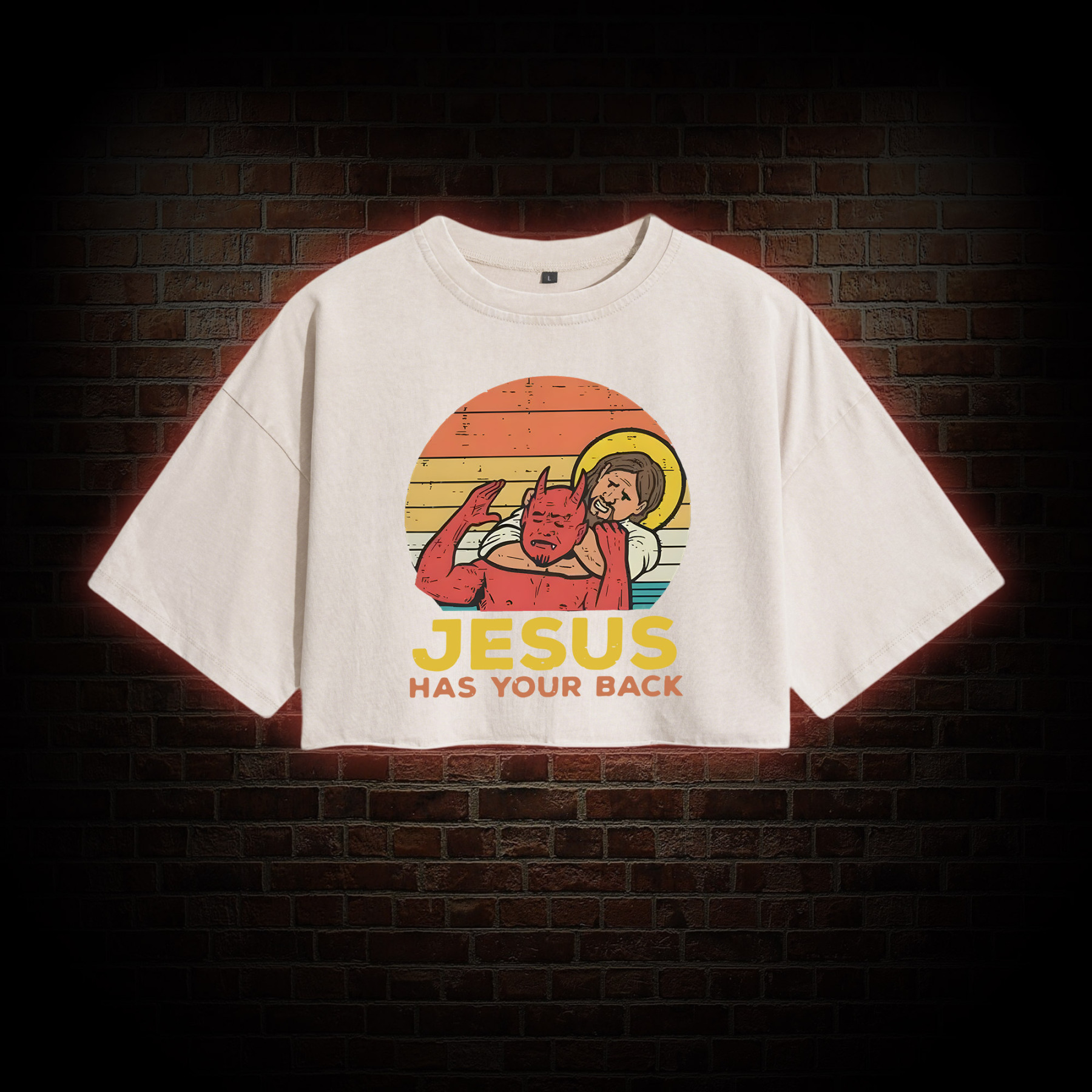 Jesus has Your Back Washed Cropped T-shirts