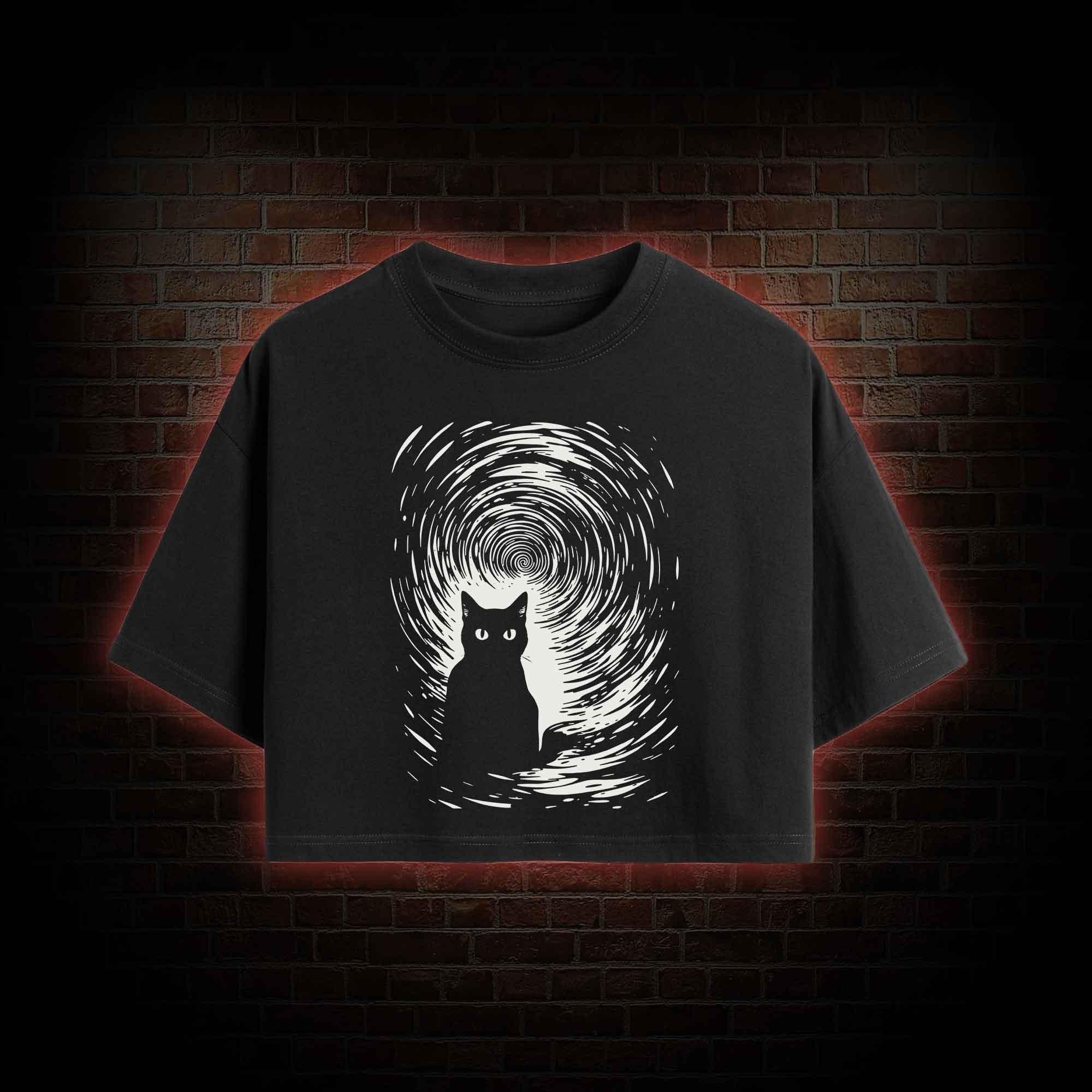 Retro Black Cat Crop Top