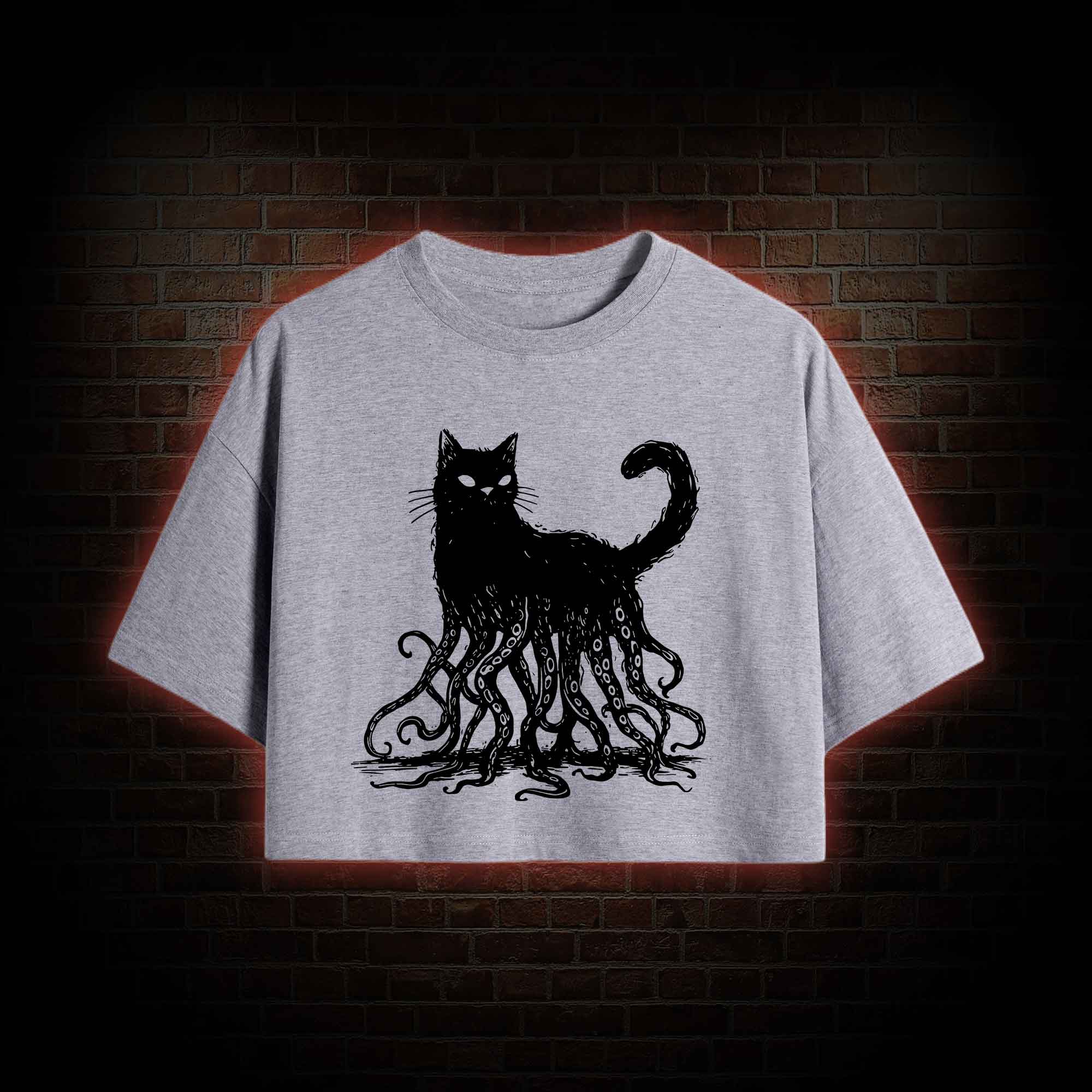 Octopus and Black Cat Crop Top
