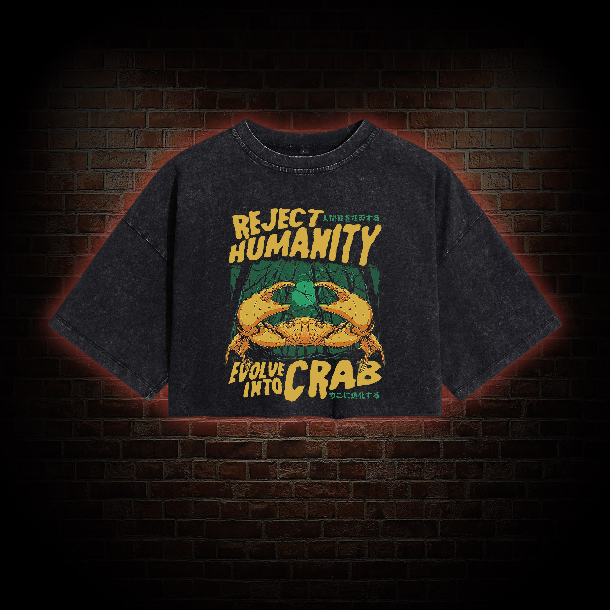 Reject Humanity Crab Washed Cropped T-shirts