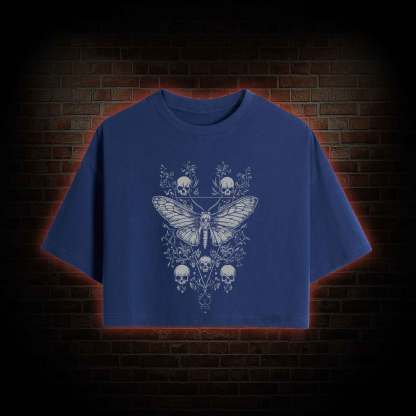 Skull Moth Crop Top