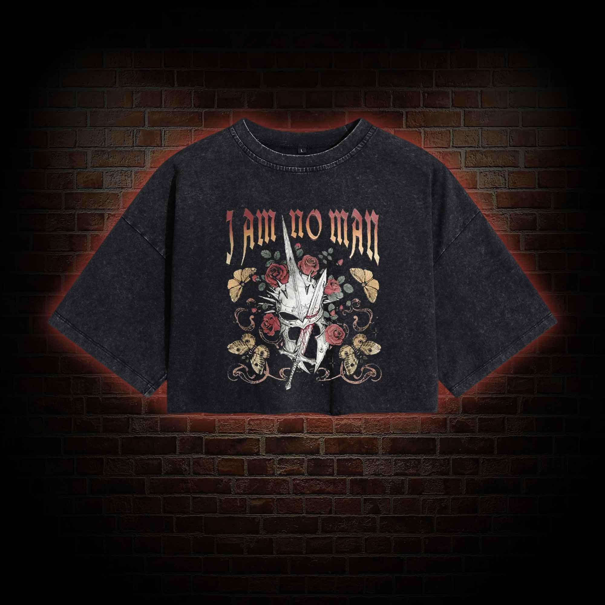 I am No Man Washed Cropped T-shirts