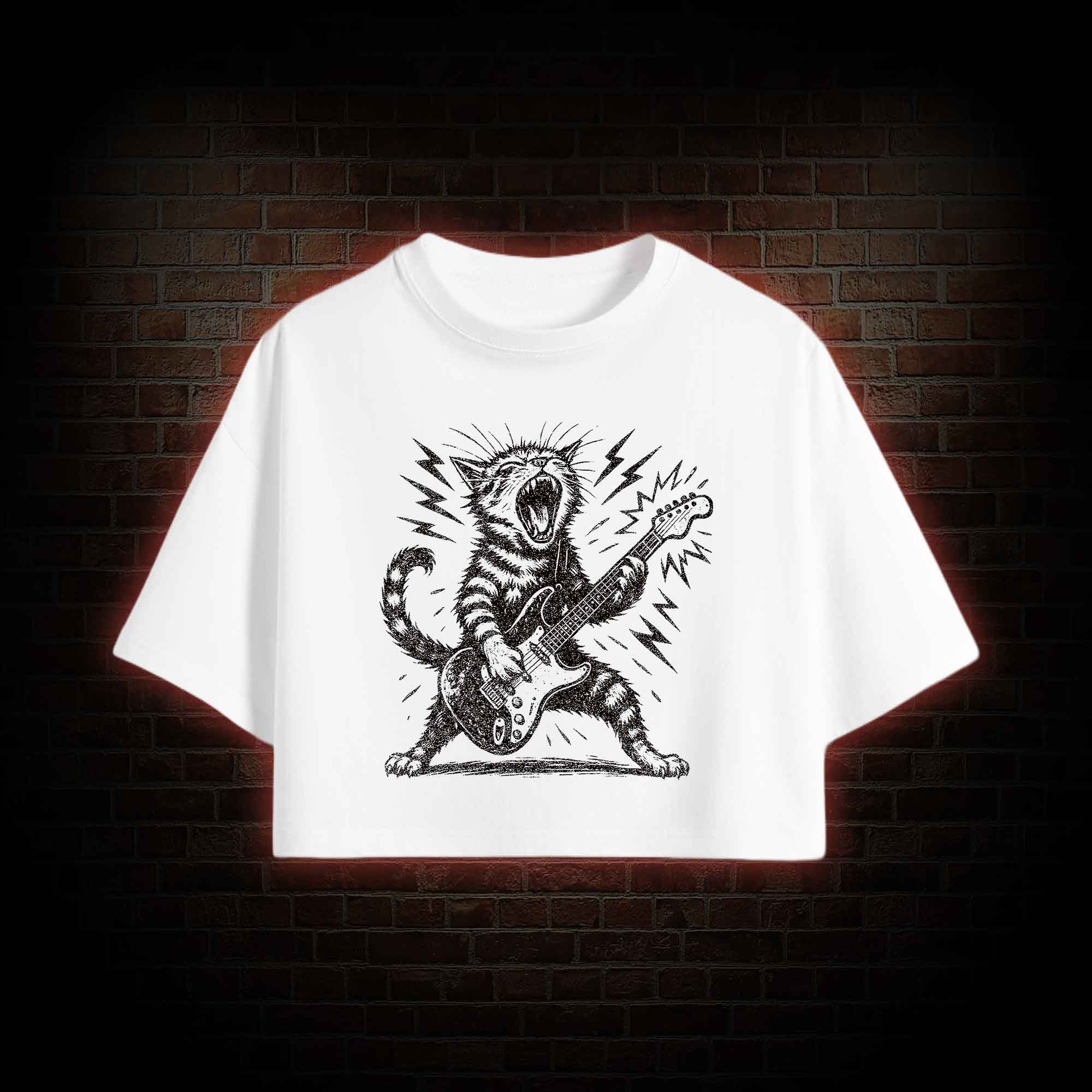 Rock and Roll Cat Crop Top