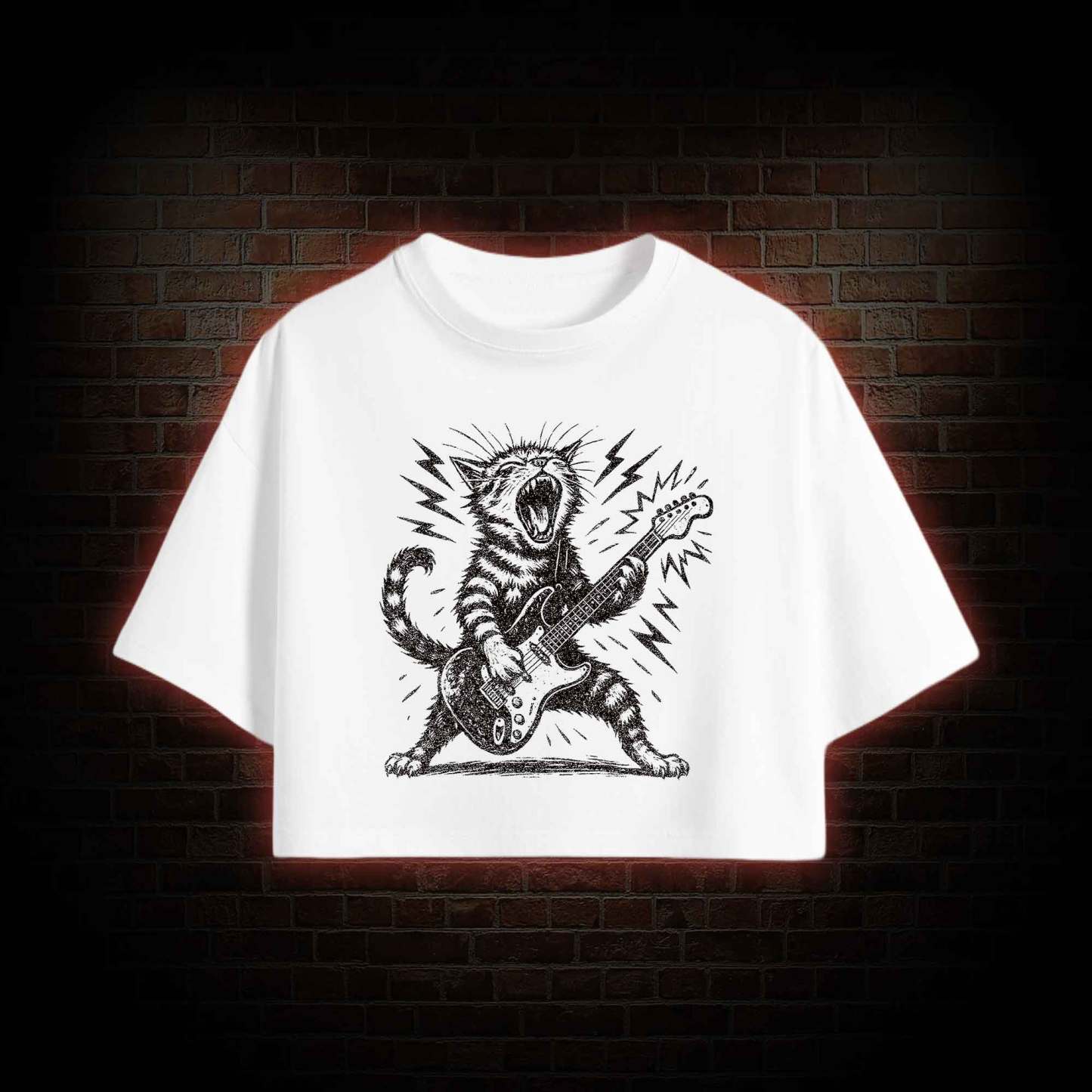 Rock and Roll Cat Crop Top