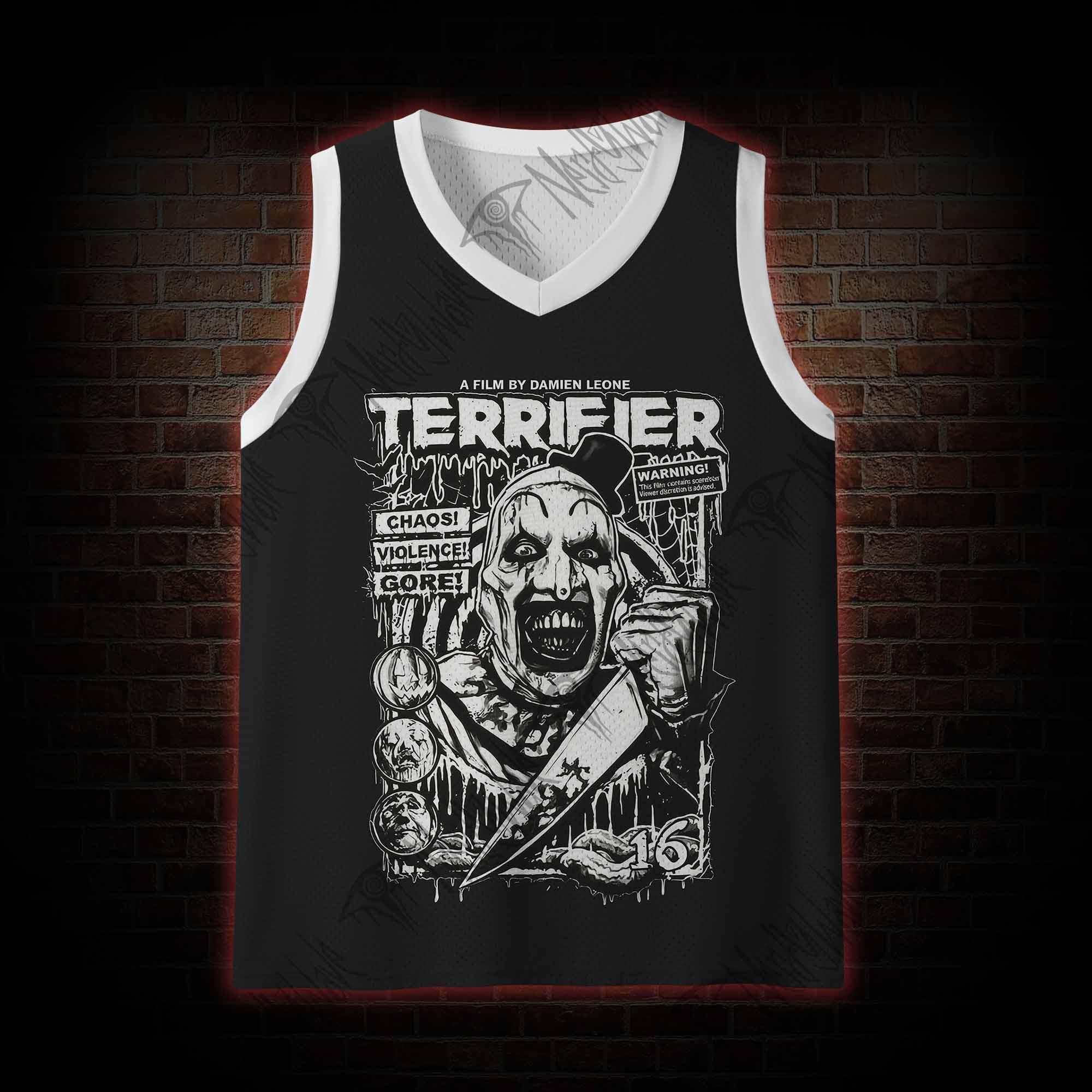 Warning Chaos Violence Bloodshed Mesh Jersey Tank Top