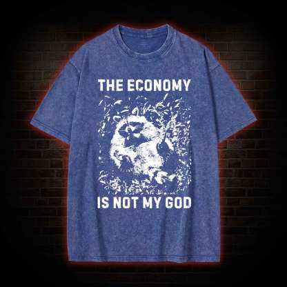Anarchist Raccoon Economy is Not My God Washed T-shirt