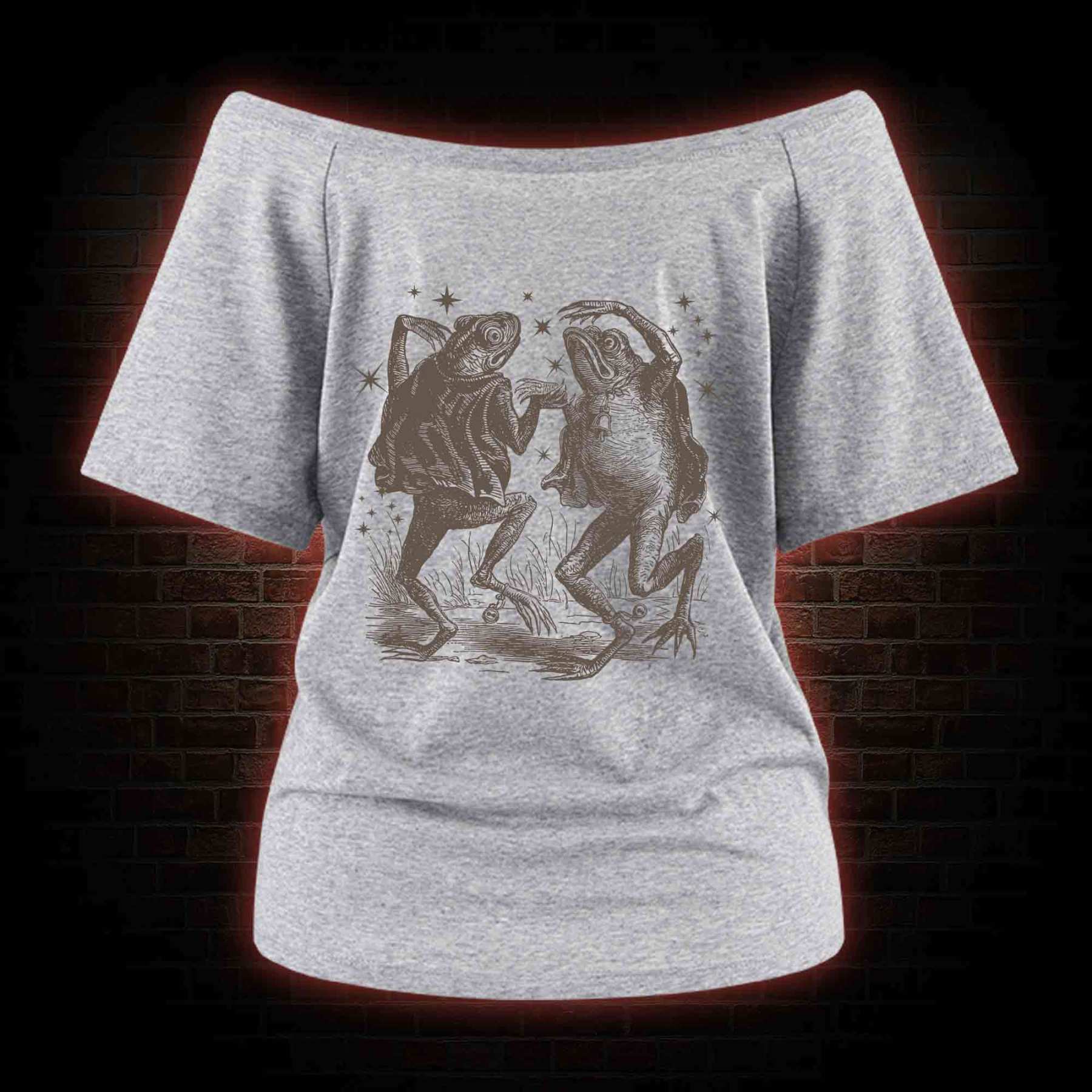 Dancing Frogs One-Shoulder T-Shirt