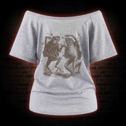 Dancing Frogs One-Shoulder T-Shirt