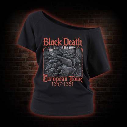 Vintage Black Death European Tour Off Shoulder T-shirts