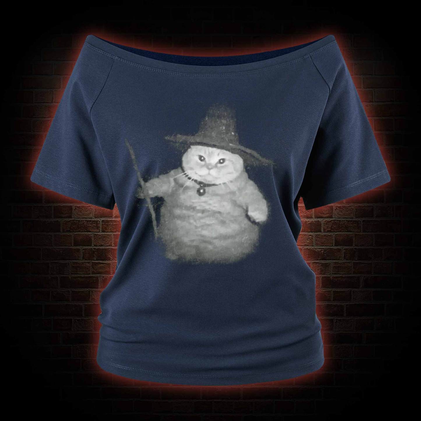 Wizard Cat Off Shoulder T-shirts