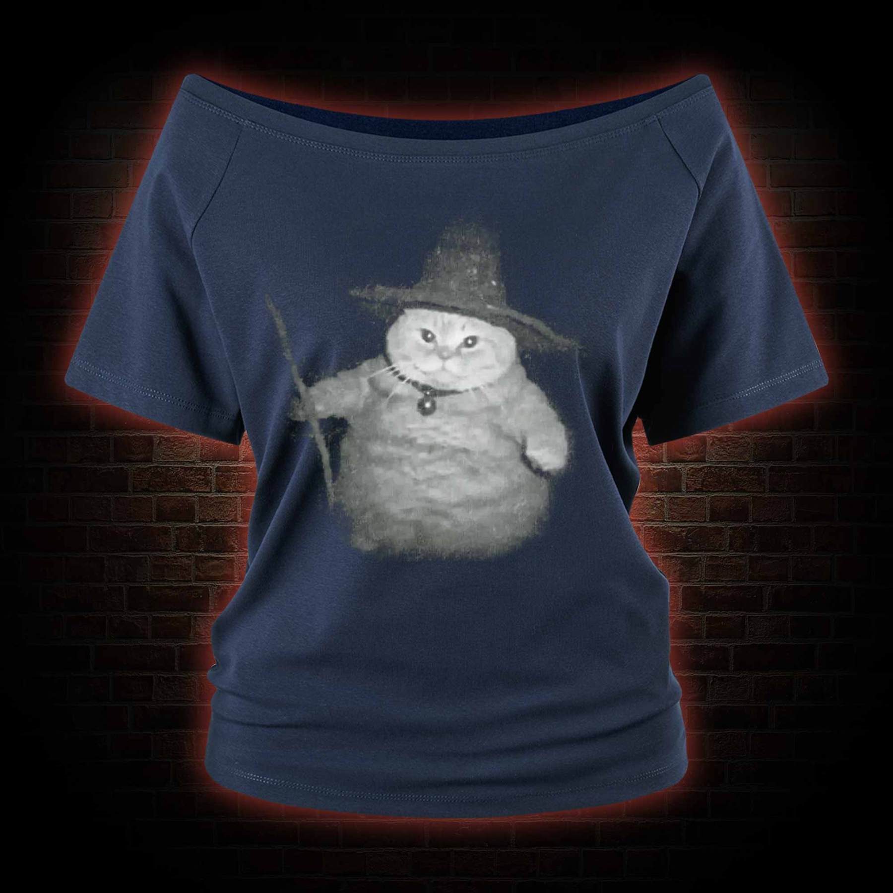 Wizard Cat Off Shoulder T-shirts