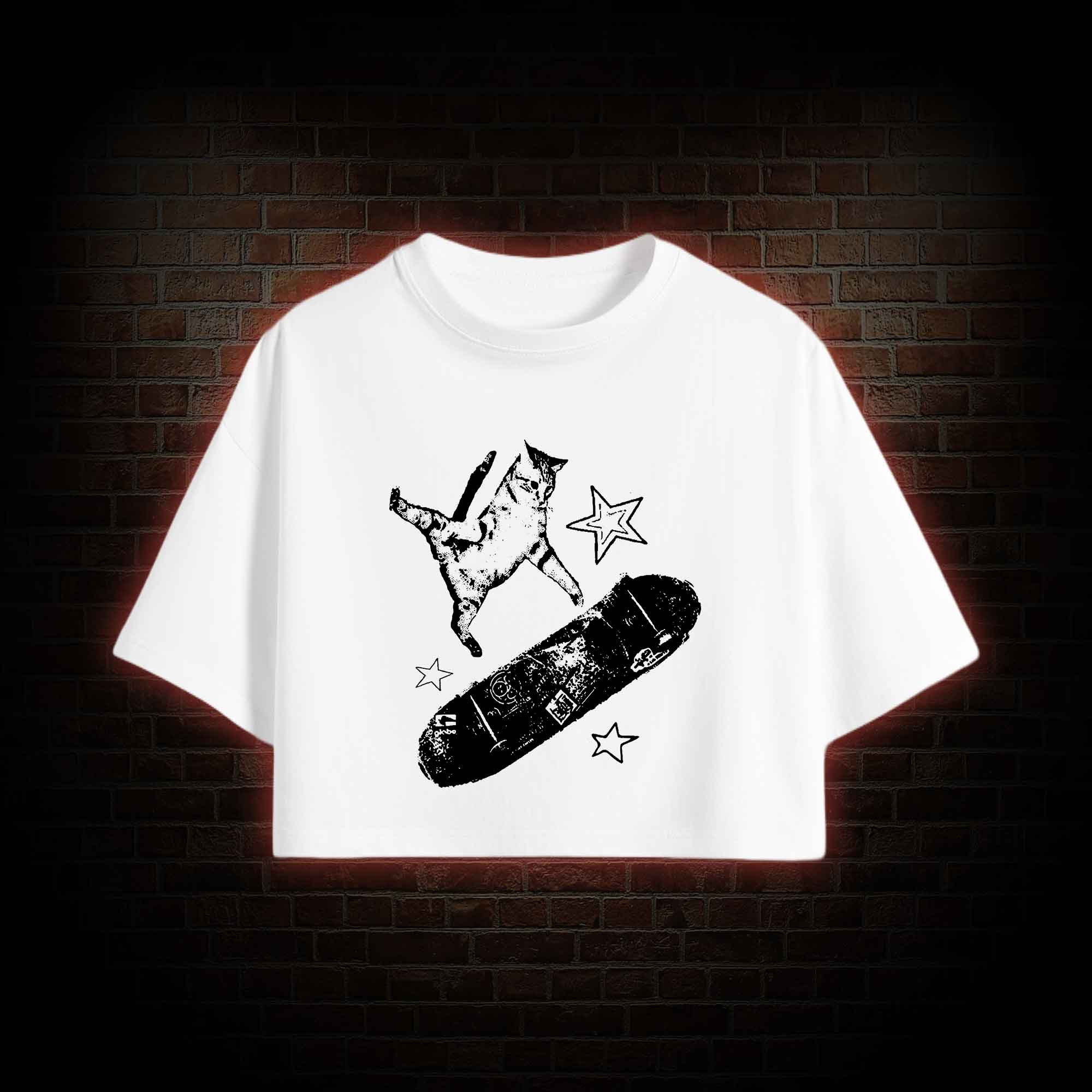 Skateboard Cat Crop Top