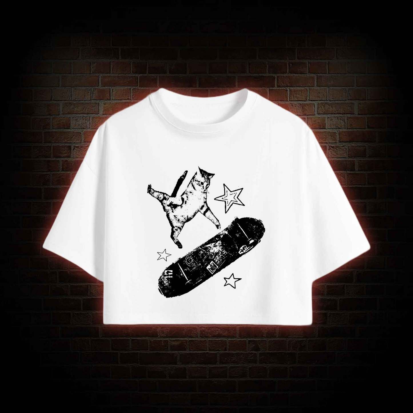 Skateboard Cat Crop Top