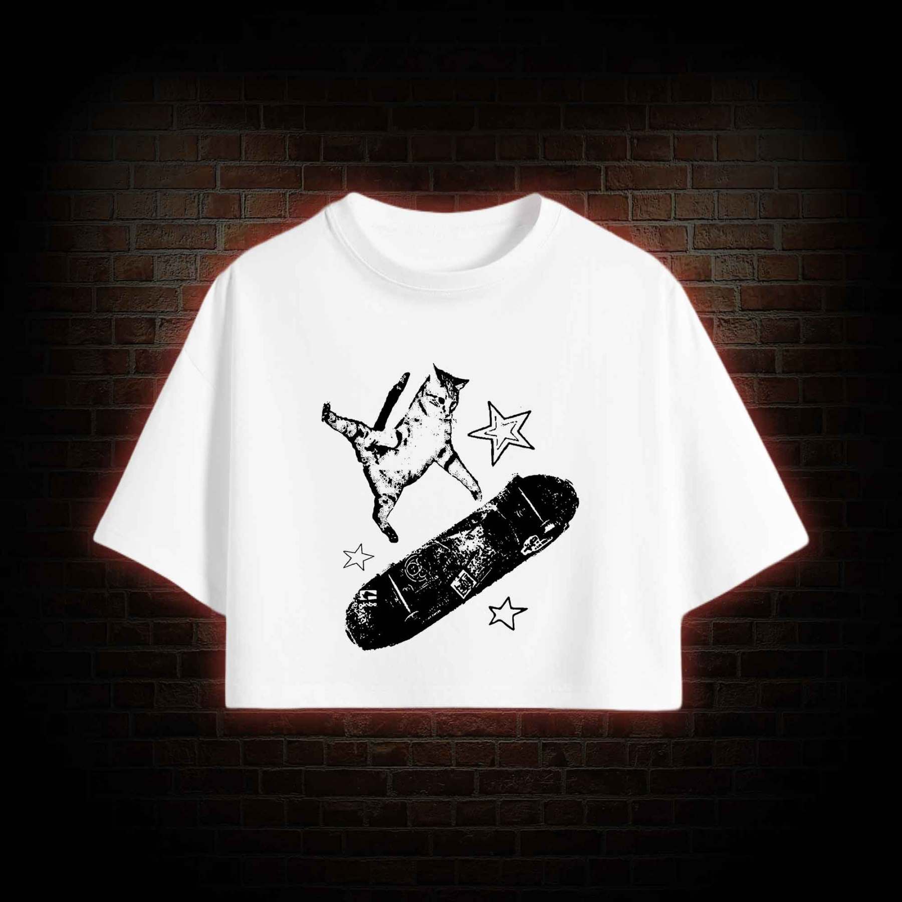 Skateboard Cat Crop Top