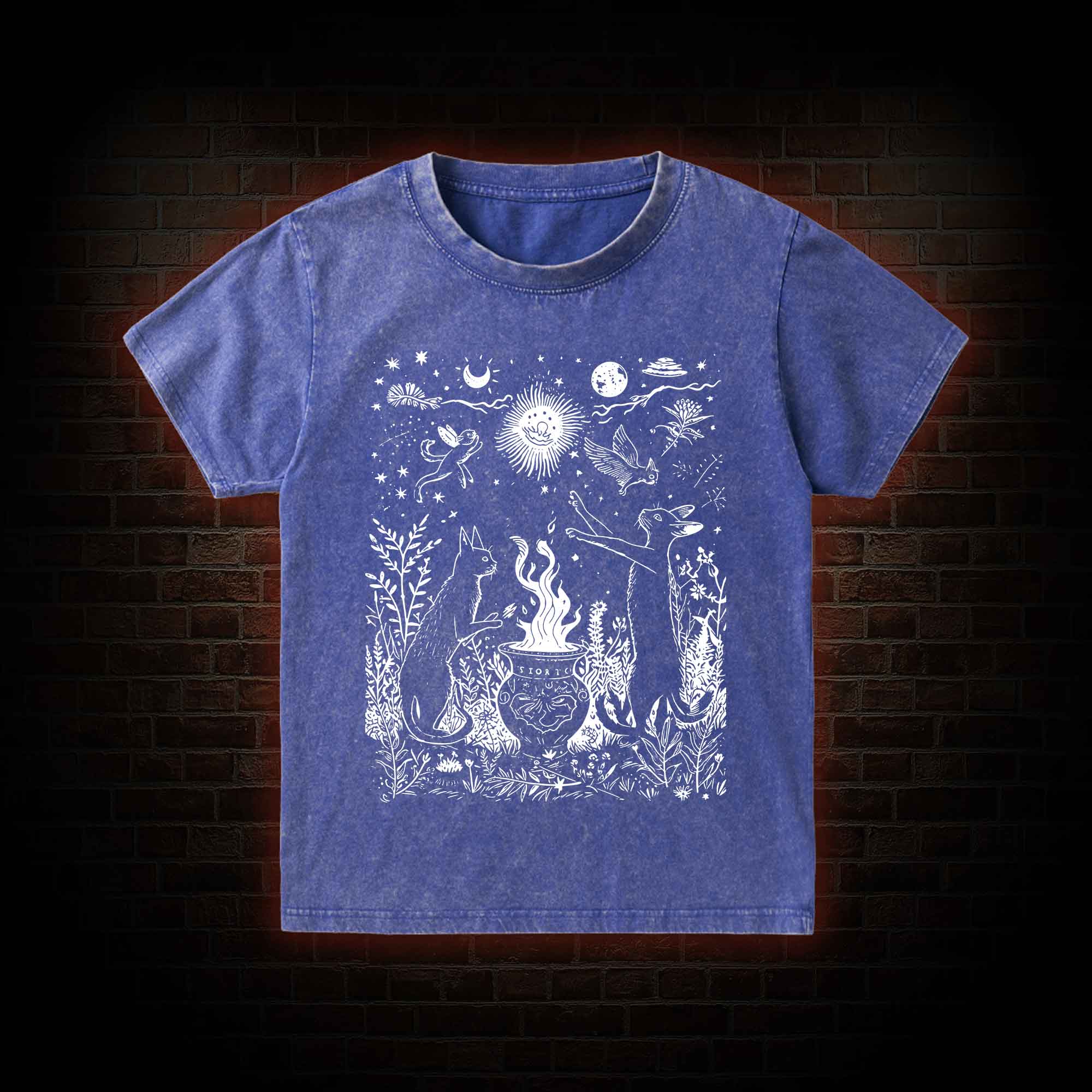 Celestial Cat Kid Washed T-Shirt