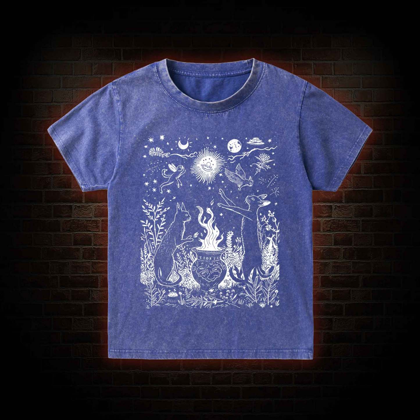Celestial Cat Kid Washed T-Shirt