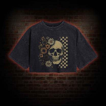 Vintage Skull Washed Cropped T-shirts
