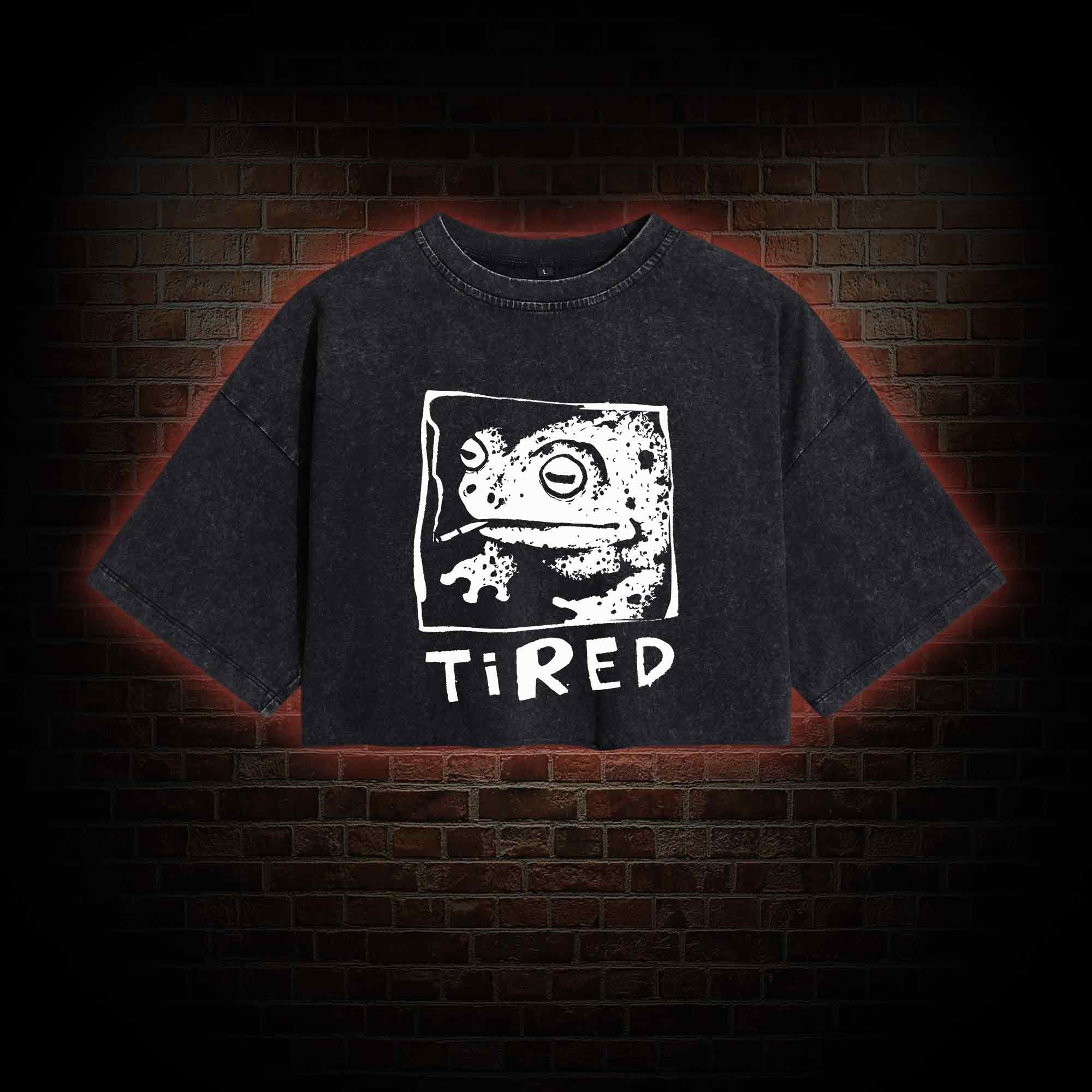 Tired Frog Washed Cropped T-shirts