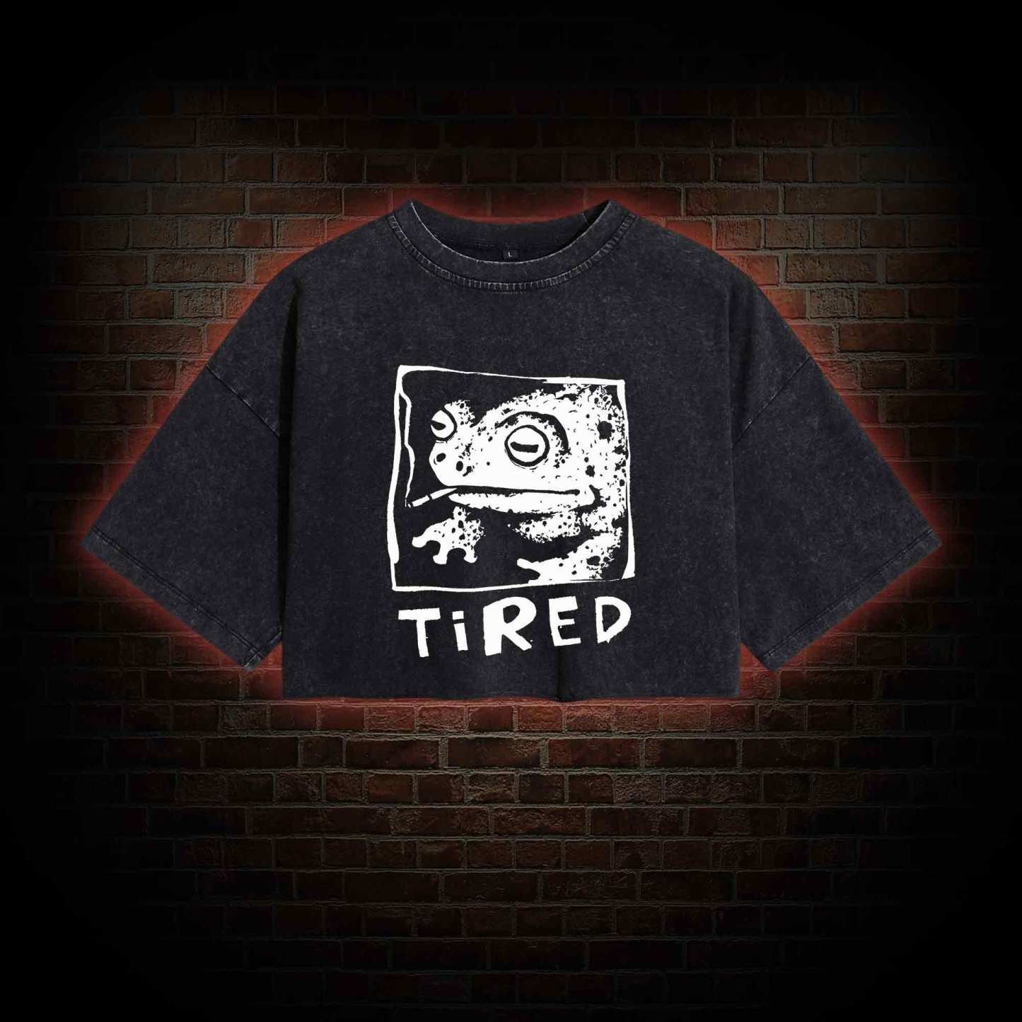 Tired Frog Washed Cropped T-shirts