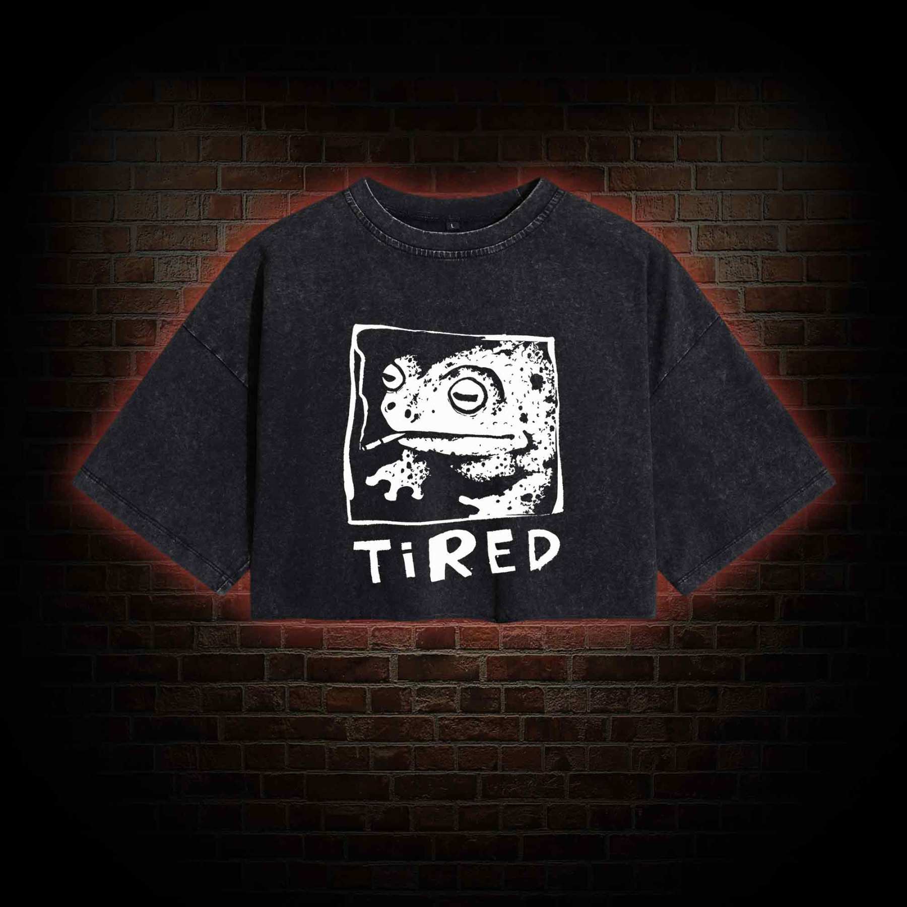 Tired Frog Washed Cropped T-shirts