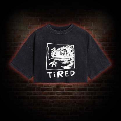 Tired Frog Washed Cropped T-shirts