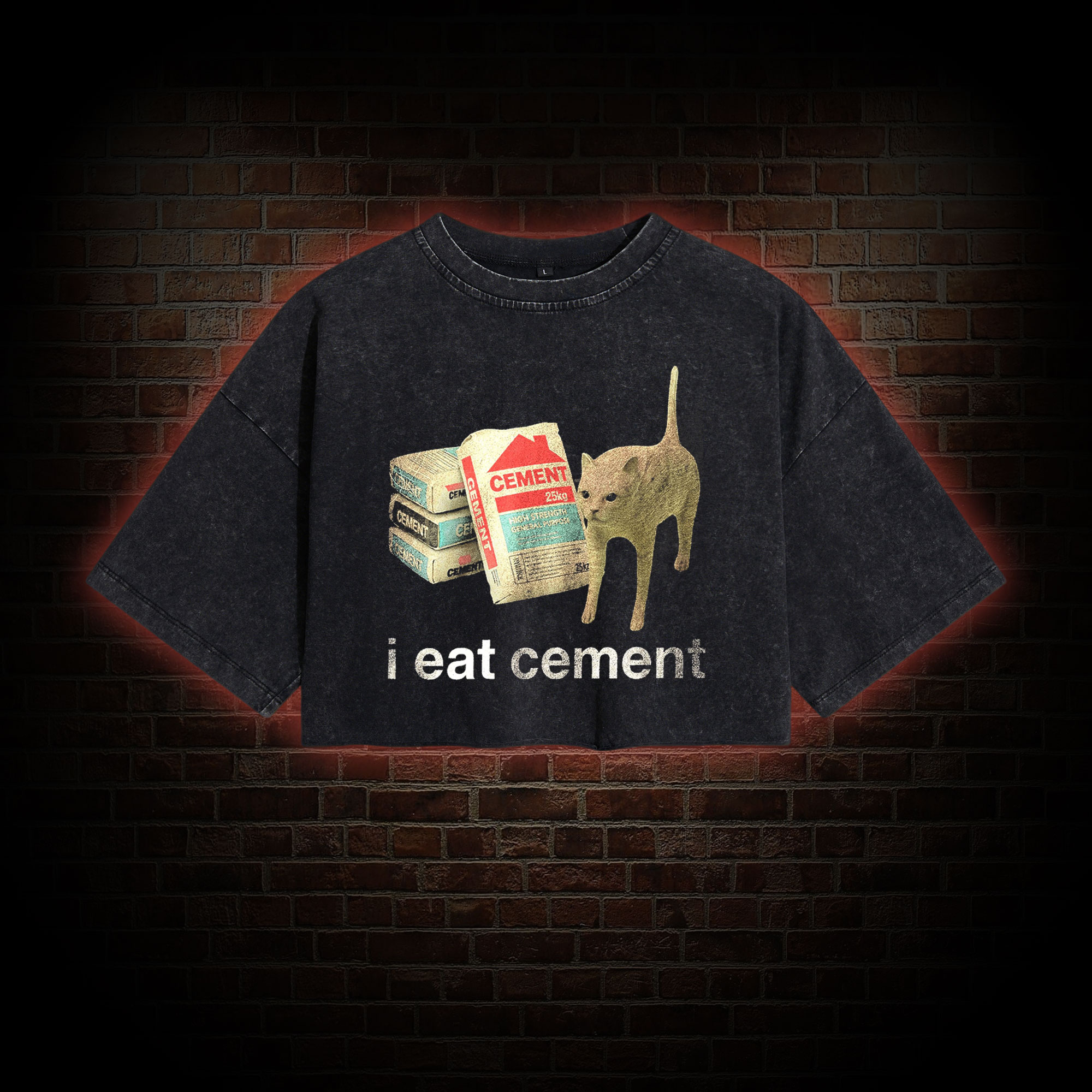 I Eat Cement Washed Cropped T-shirts