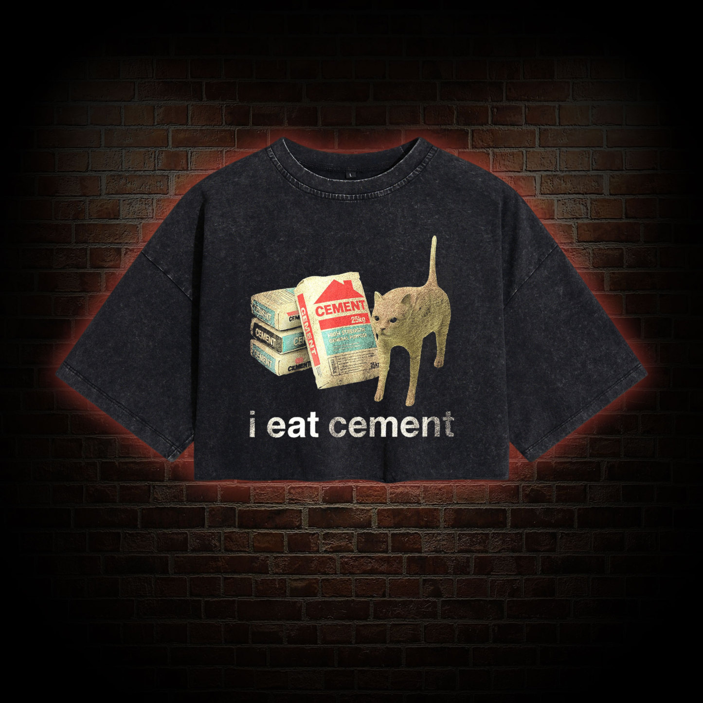 I Eat Cement Washed Cropped T-shirts