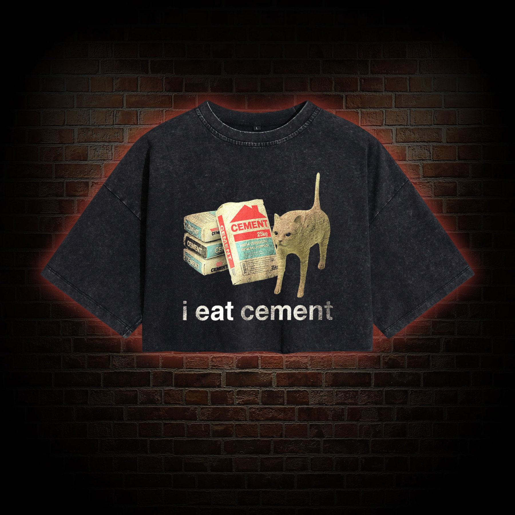 I Eat Cement Washed Cropped T-shirts
