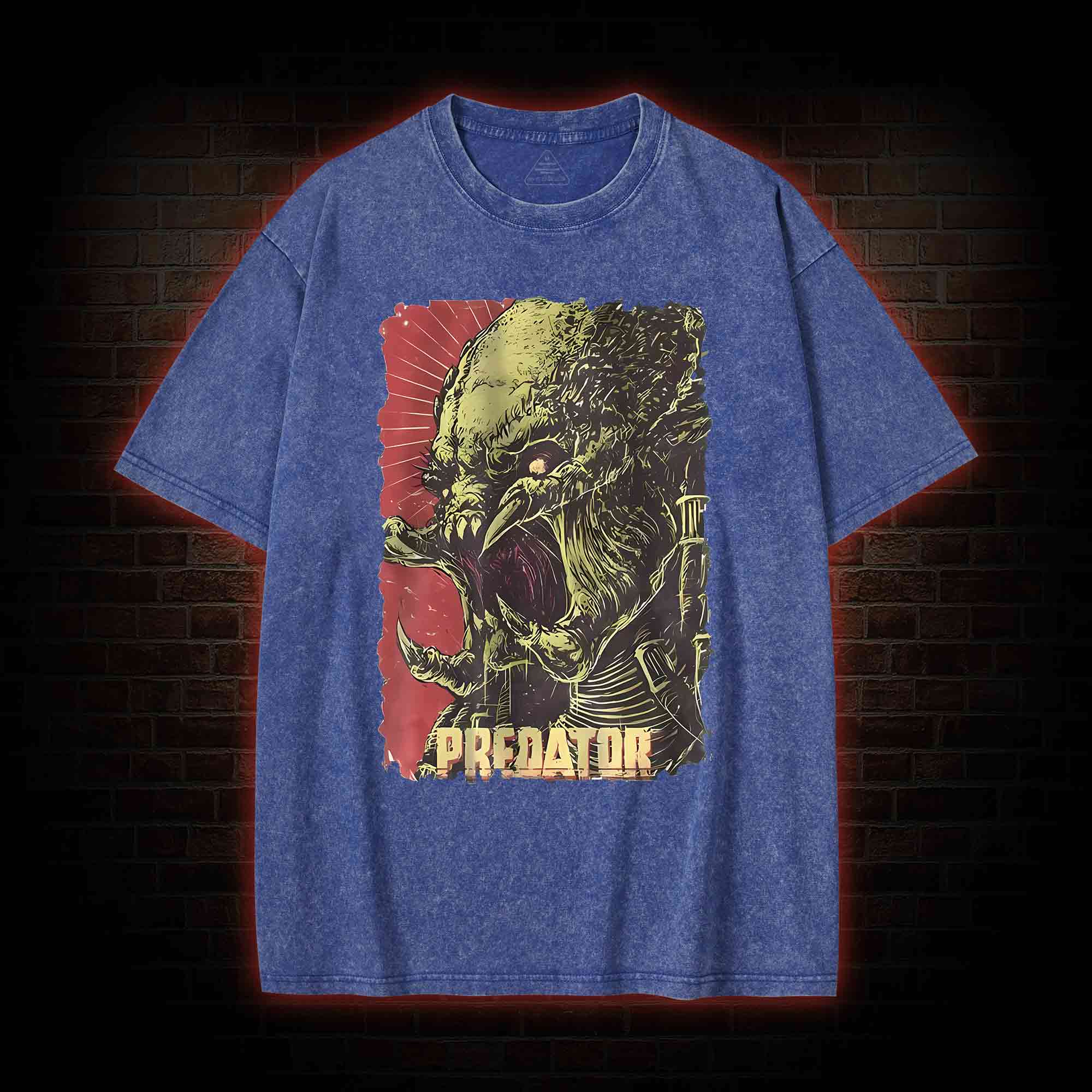 Alien Vs Alien Hunter Vintage Movie Washed T-shirt